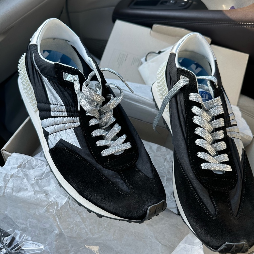 Satin Black and White Sneakers